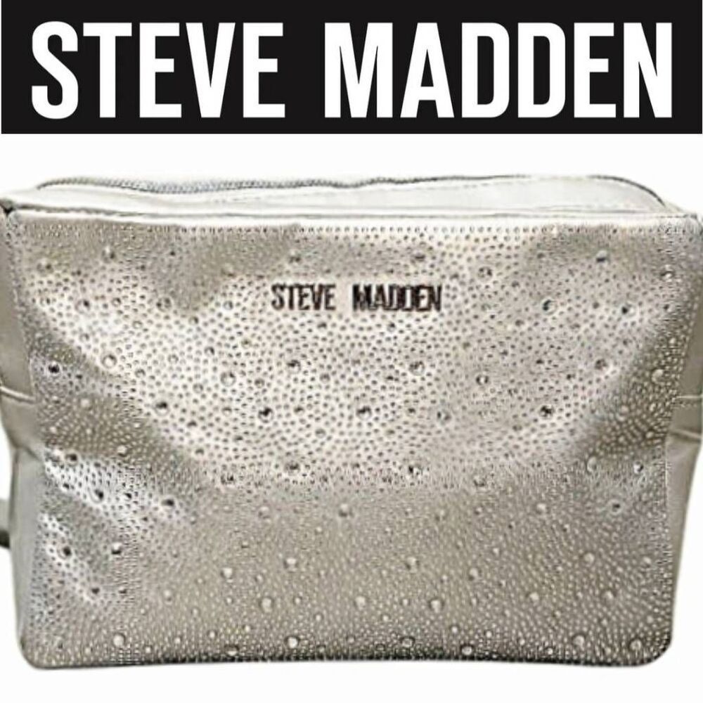 Steve Madden‎ Silver Rhinestone Double Zip Weekender - Picture 1 of 12